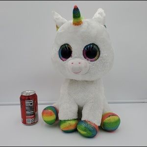 TY Beanie Boos Pixy White Rainbow Unicorn X-large